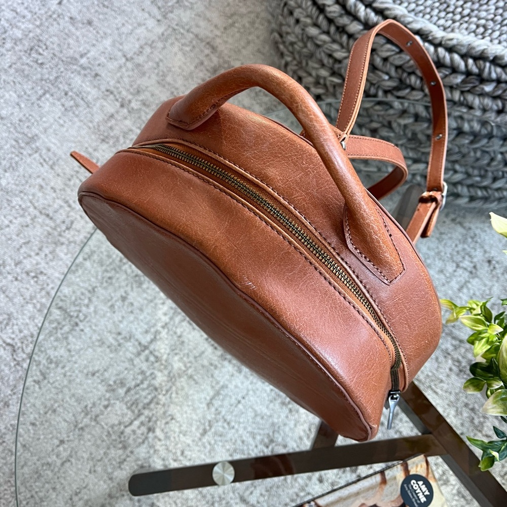 Matt & nat Kiara Vegan Round Backpack Brown Leather Tote Bag